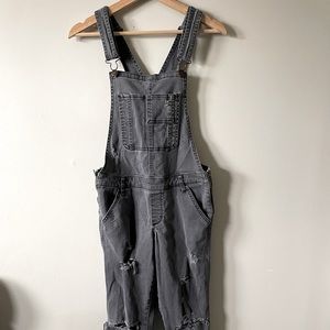Abercrombie & Fitch Black Denim Skinny Overalls, Size Medium